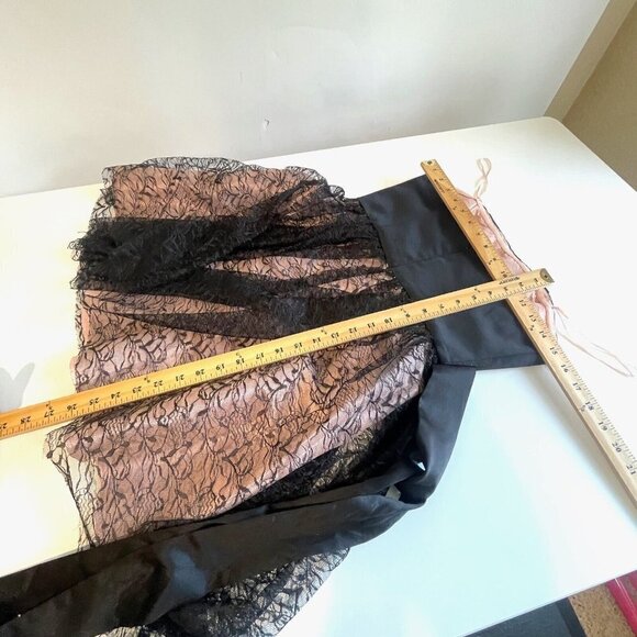 Max & Cleo Strapless Mini Cocktail Dress Womens 4 Black Lace Satin Waist Bow - Picture 8 of 8